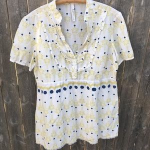 Fossil Silk & Cotton Blouse. Gorgeous Print! XL